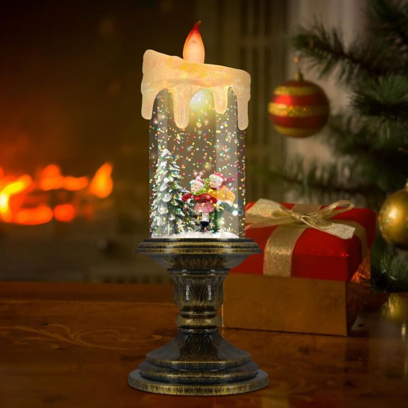 AOMIL Christmas Flameless Candles, Flickering LED Candles with Timer, Snow Globe Candle Lights for Christmas Decorations : Home & Kitchen