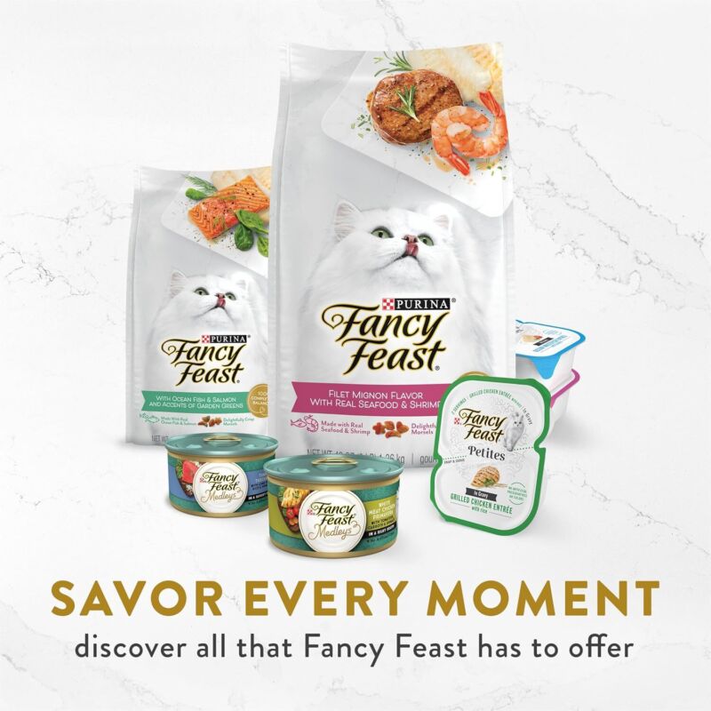 Purina Fancy Feast Appetizers Lickable Grain Free Wet Cat Food Topper White Meat Chicken and Flaked Tuna Appetizer - (Pack of 10) 1.1 oz. Trays