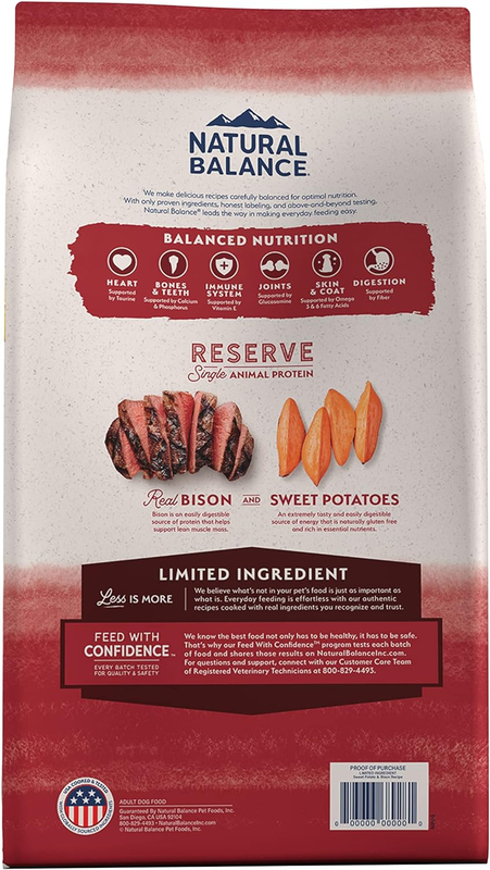 Natural Balance Limited Ingredient Adult Grain-Free Dry Dog Food, Reserve Sweet Potato & Bison Recipe, 4 Pound (Pack of 1) : Pet Supplies