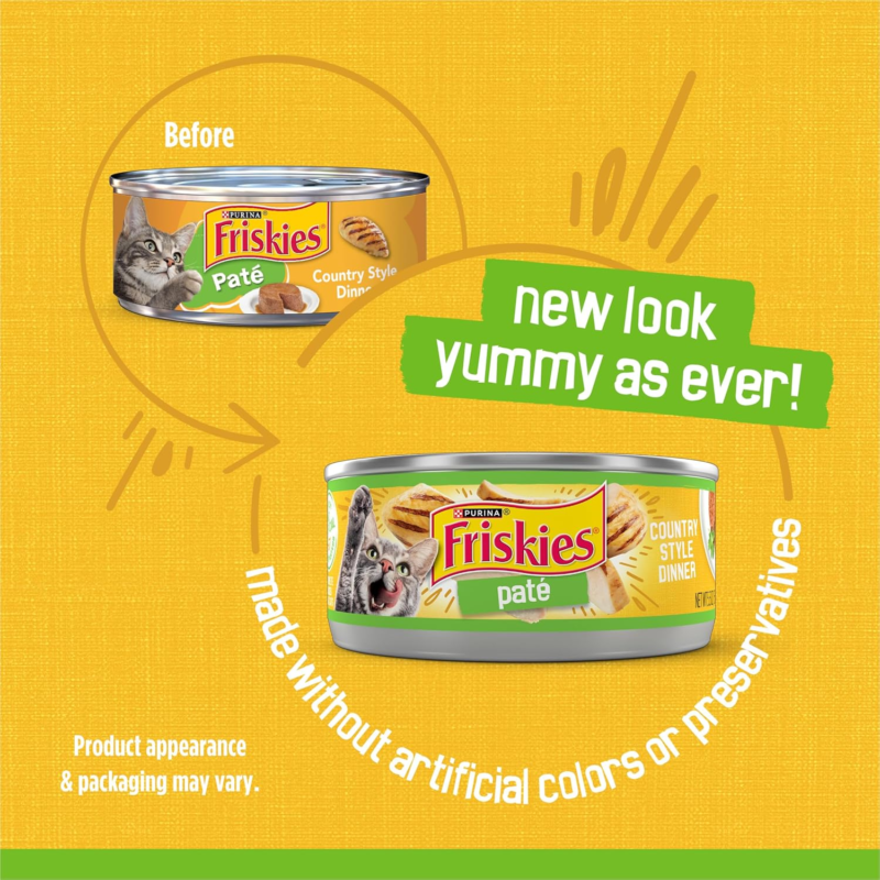 Purina Friskies Wet Cat Food Pate, Country Style Dinner - (Pack of 24) 5.5 oz. Cans : Canned Wet Pet Food : Pet Supplies
