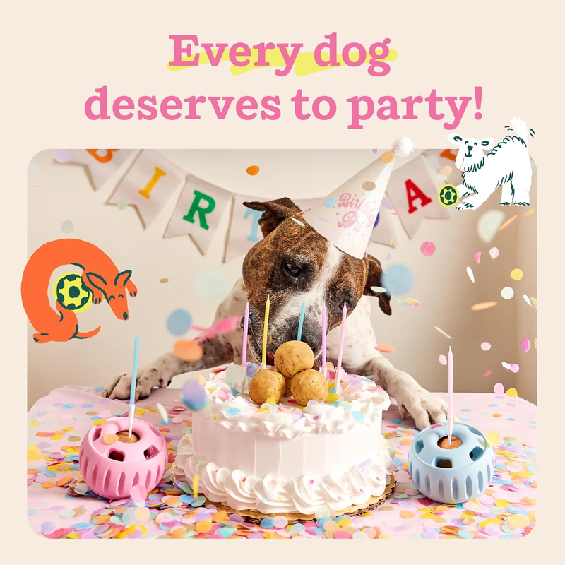 WOOF Party Pupsicle - Long-Lasting Interactive Dog Toys for Boredom - Low-Mess Design - Birthday Gifts for Dogs - Large Dog Toys - Party Pink : Pet Supplies