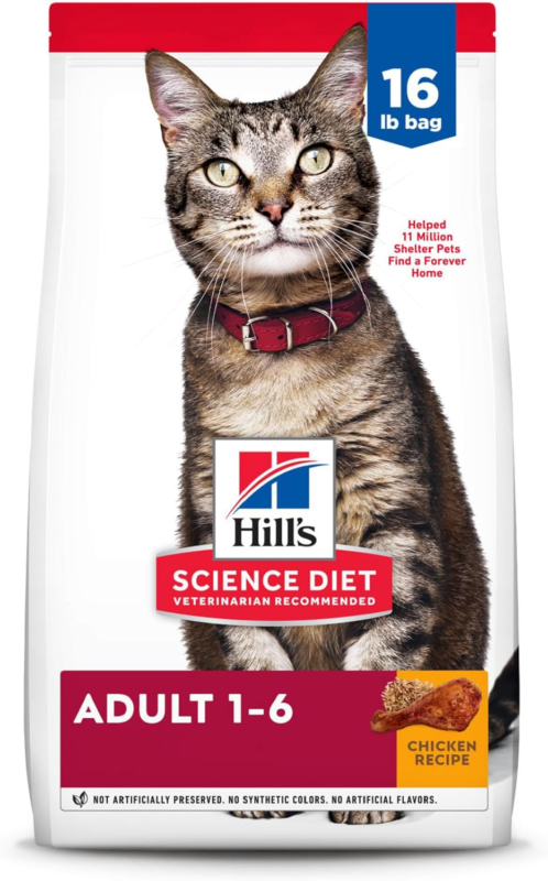 Hill's Science Diet Adult 1-6, Adult 1-6 Premium Nutrition, Dry Cat Food, Chicken Recipe, 16 lb Bag : Pet Supplies