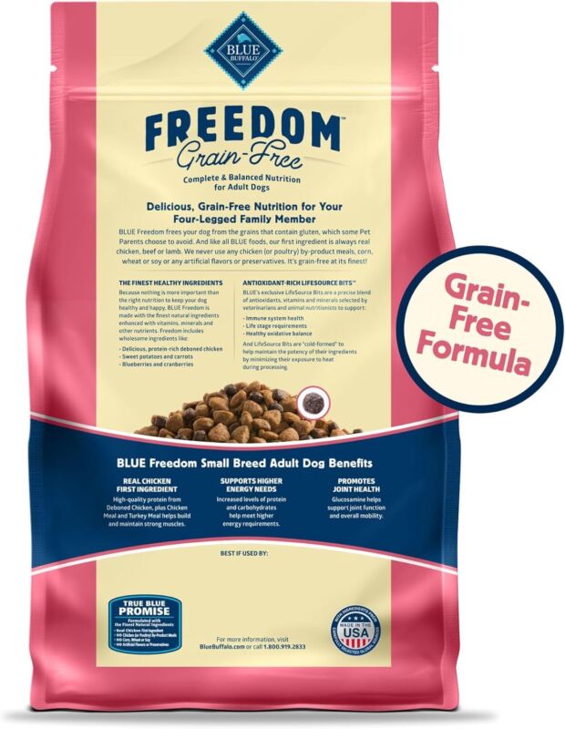 Blue Buffalo Freedom Grain-Free Small Breed Dry Dog Food, Supports High Energy Needs, Made in the USA With Natural Ingredients, Chicken & Potatoes, 11-lb Bag