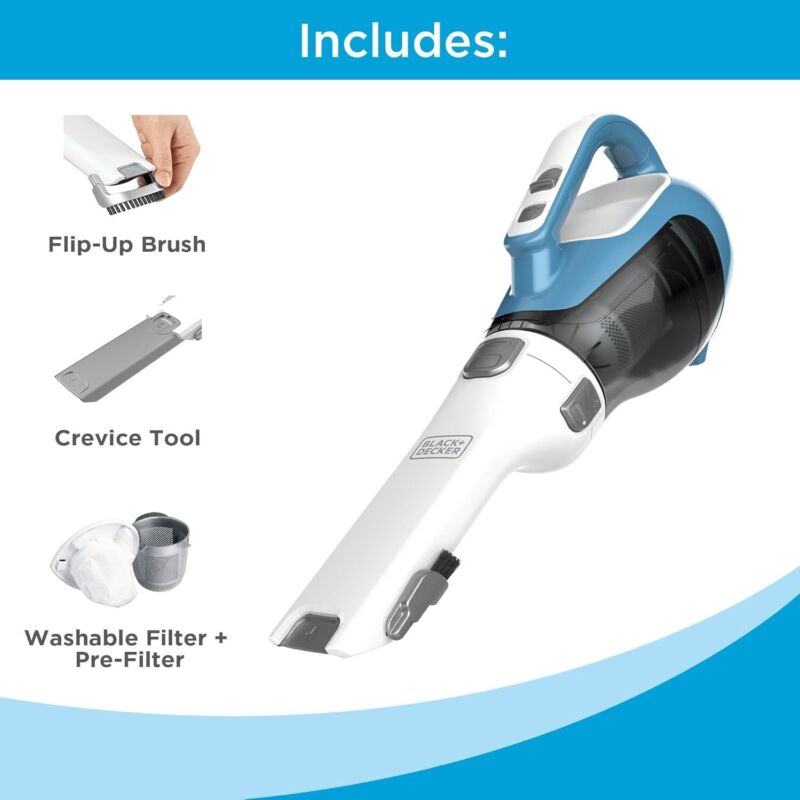 BLACK+DECKER dustbuster AdvancedClean Cordless Handheld Vacuum, Compact Home and Car Vacuum with Crevice Tool (CHV1410L) : Home & Kitchen