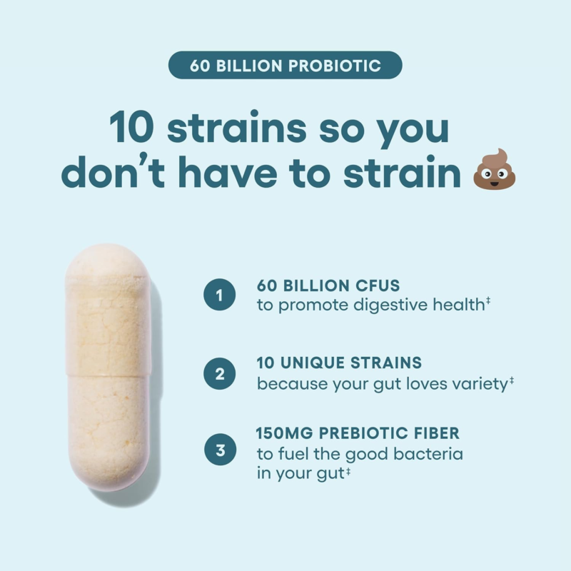 Physician's Choice Probiotics 60 Billion CFU - 10 Strains + Organic Prebiotics - Immune, Digestive & Gut Health - Supports Occasional Constipation, Diarrhea, Gas & Bloating - for Women & Men - 30ct : Health & Household