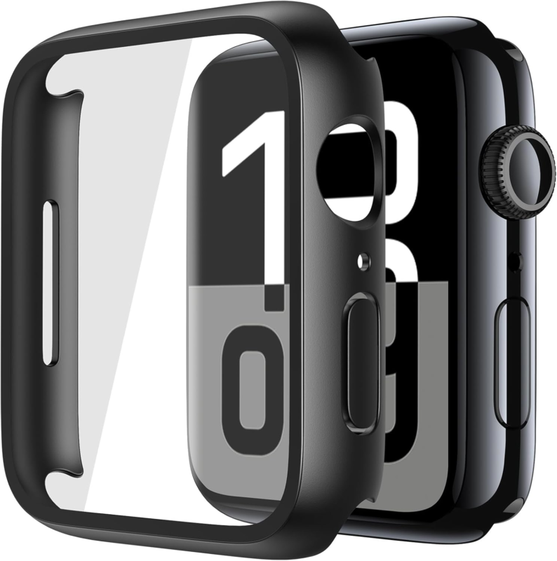 Misxi 2 Pack Tempered Glass Case Compatible for Apple Watch Series 10 (2024) 46mm, Hard PC Screen Protector Overall Protection Ultra-Thin Lightweight Scratch-Resistant Cover for iWatch, Satin Black : Cell Phones & Accessories