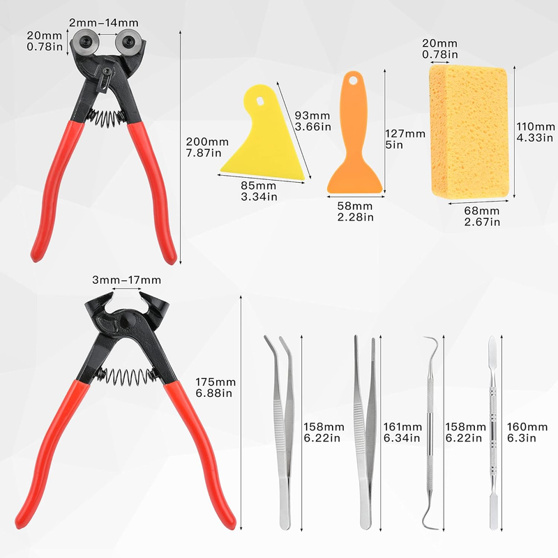 Worldity 19 Pcs Mosaic Tools Kit, Heavy Duty Glass Mosaic Cut Nippers and Tile Nippers, Professional Mosaic Cutter Tool for Cutting Glass Mosaic, Ceramics - Amazon.com