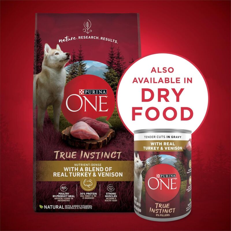 Purina ONE High Protein Wet Dog Food True Instinct Tender Cuts in Dog Food Gravy With Real Turkey and Venison - (Pack of 12) 13 oz. Cans: Pet Supplies: Amazon.com