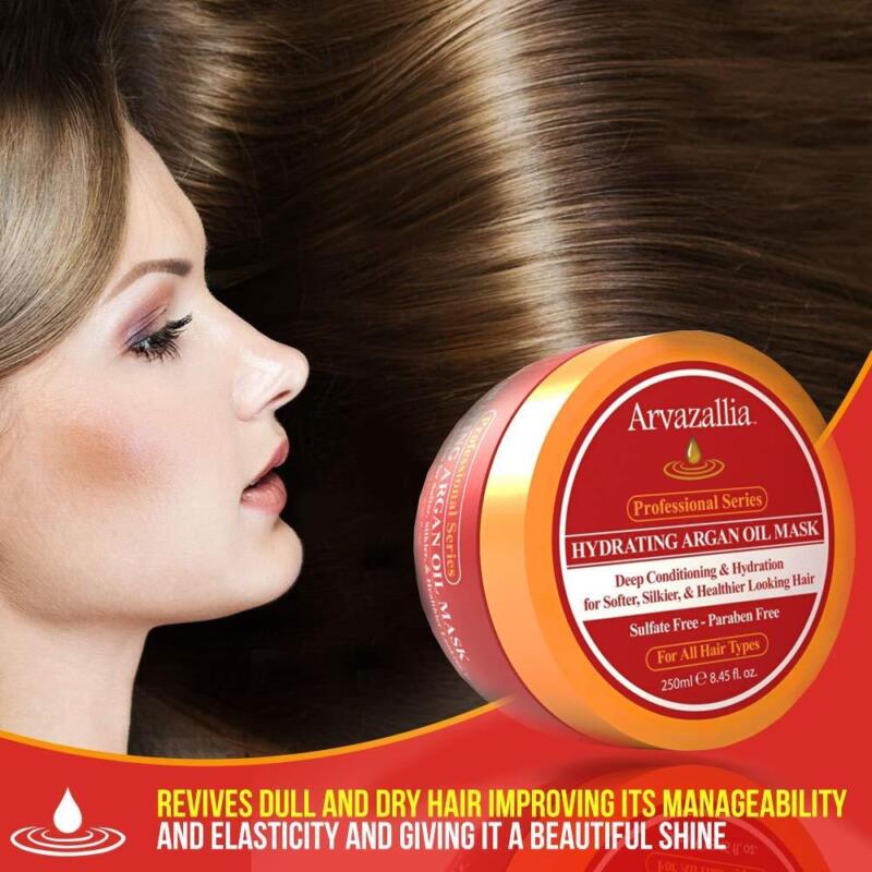 Arvazallia Hydrating Argan Oil Hair Mask and Deep Conditioner for Dry or Damaged Hair (8.45 oz Jar) : Beauty & Personal Care