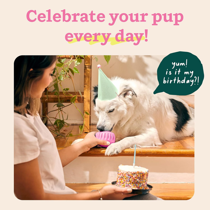 WOOF Party Pupsicle - Long-Lasting Interactive Dog Toys for Boredom - Low-Mess Design - Birthday Gifts for Dogs - Large Dog Toys - Party Pink : Pet Supplies