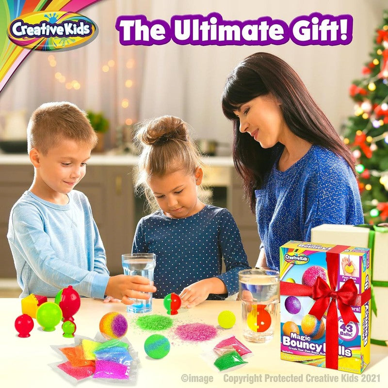 Creative Kids Magic Bouncy Balls - DIY STEM Toys - Science Kit for Kids - 25 Multicolor Bags & 5 Molds Makes Up to 43 Balls : Toys & Games