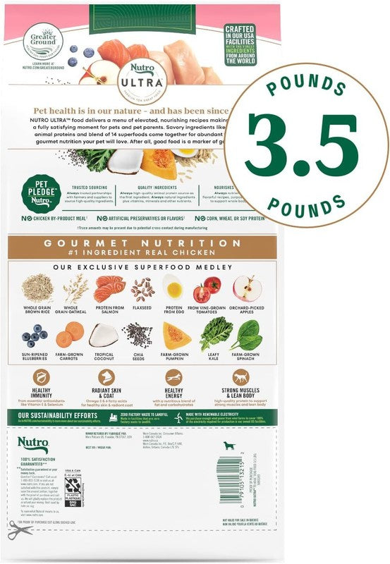 Nutro Ultra Adult Toy Breed Dry Dog Food, Trio of Proteins from Chicken, Lamb and Salmon, 3.5 lb. Bag : Pet Supplies