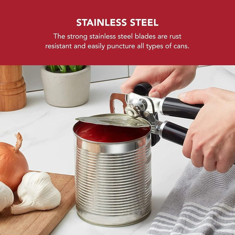 KitchenAid Classic Multifunction Can Opener and Bottle Opener Easy to Use, Razor Sharp Stainless Steel Cutting Wheel, Soft Ergonomic Handles, Black : Home & Kitchen