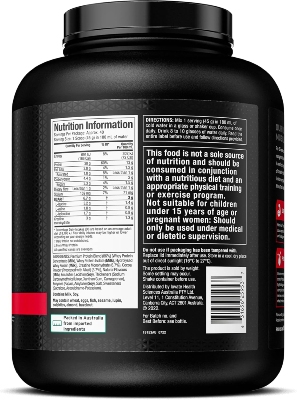 Muscletech Whey Protein Powder (Milk Chocolate, 4 Pound) - Nitro-Tech Muscle Building Formula with Whey Protein Isolate & Peptides - 30g of Protein, 3g of Creatine & 6.6g of BCAA : Health & Household