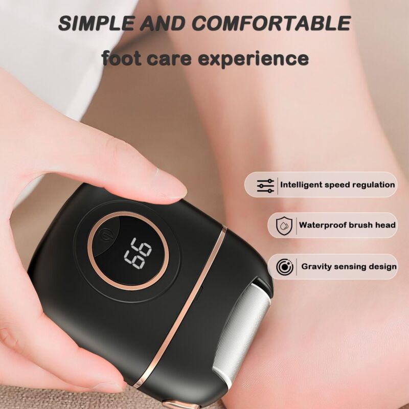 Electric Foot File Callus Remover Rechargeable Pedicure Kit for Men Women Black