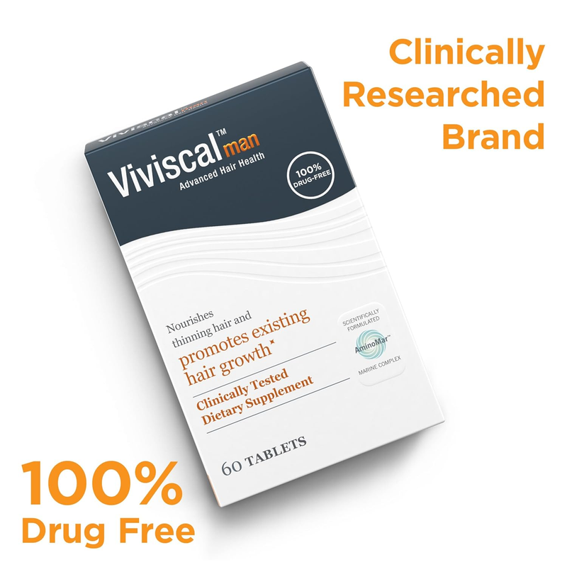 Viviscal Men's Hair Growth Supplements for Thicker, Fuller Hair Clinically Proven with Proprietary Collagen Complex, 60 Tablets - 1 Month Supply : Beauty & Personal Care