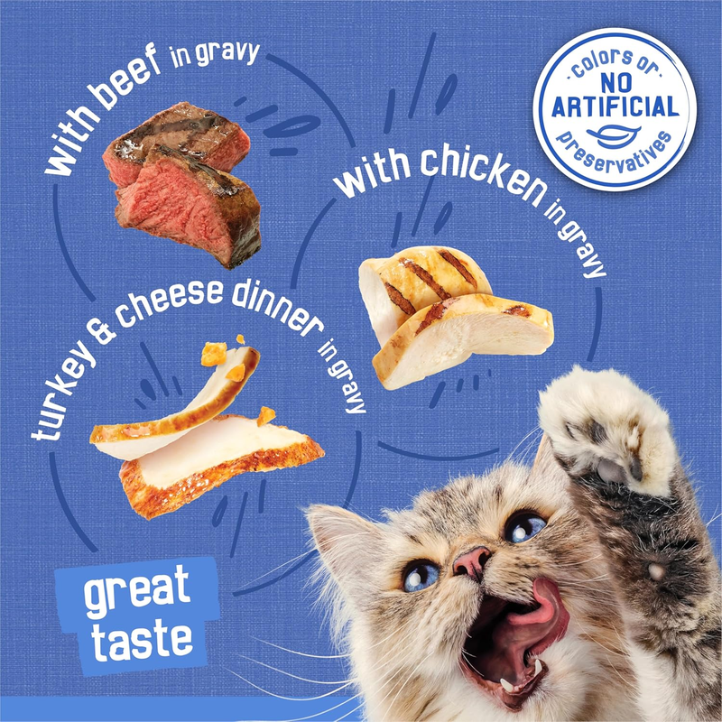 Purina Friskies Gravy Wet Cat Food Variety Pack, Shreds With Beef, With Chicken, and Turkey and Cheese Dinner - (Pack of 24) 5.5 oz. Cans : Canned Wet Pet Food : Pet Supplies