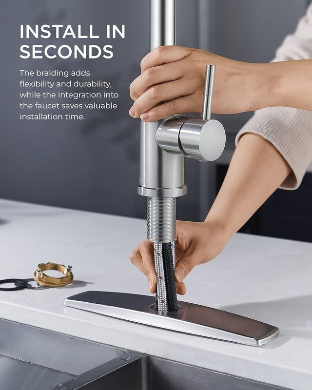 FORIOUS Kitchen Faucets with Pull Down Sprayer, Brushed Nickel, High Arc Single Handle Classic Stainless Steel Sink Faucet 1 or 3 Hole, Suitable for Farmhouse Camper Laundry Rv Bar - Amazon.com