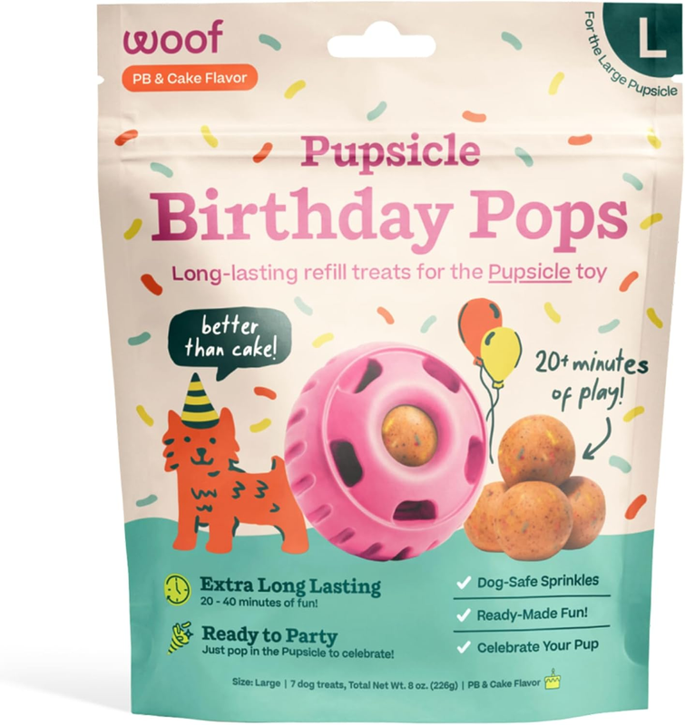 WOOF Pupsicle Birthday Pops - Healthy Dog Treats - Pre-Made Pupsicle Refills- Wholesome Ingredients - Naturally Sweet - Cake-Flavored Birthday Treat for Dogs - Large : Pet Supplies