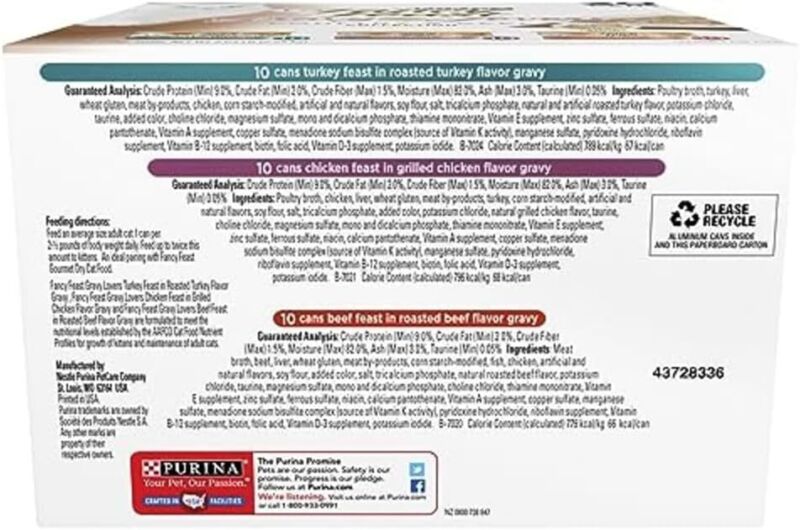 Purina Fancy Feast Gravy Lovers Poultry and Beef Grilled Gourmet Wet Cat Food Variety Pack - (Pack of 30) 3 oz. Cans : Pet Supplies