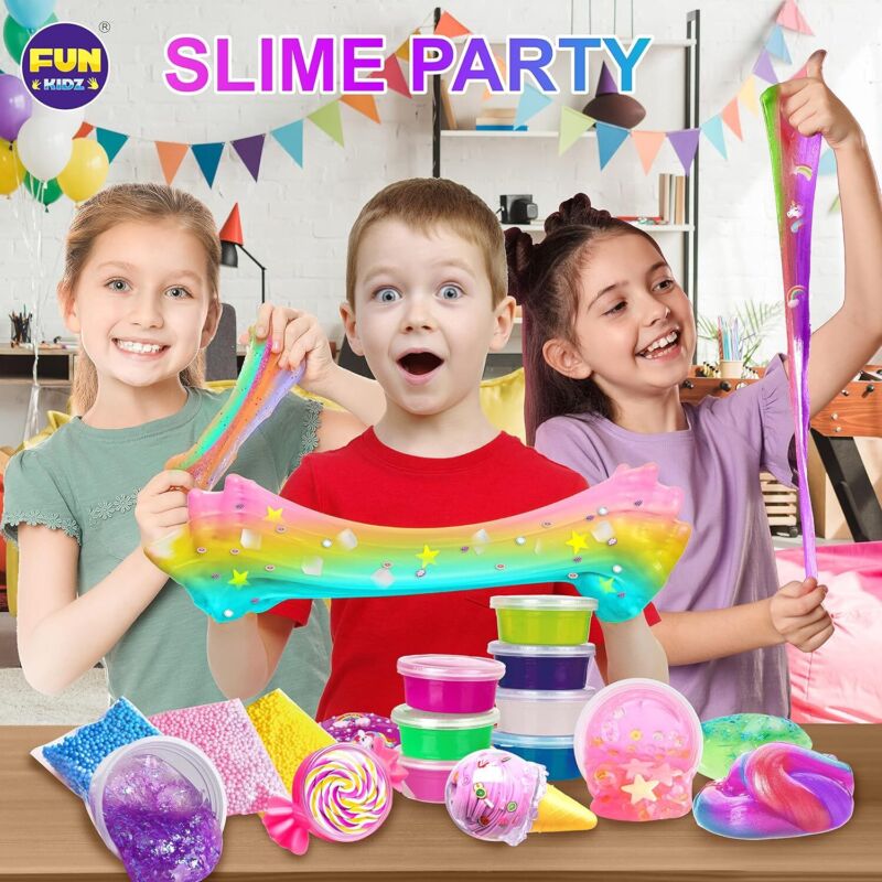 33 Cups Jumbo Slime Kit for Kids, FunKidz Premade Ultimate Slime Pack to DIY Soft, Cloud, Clear, Butter, Glitter, Glow in Dark Slime Making Kit Party Favors Gift Toys for Girls and Boys : Toys & Games