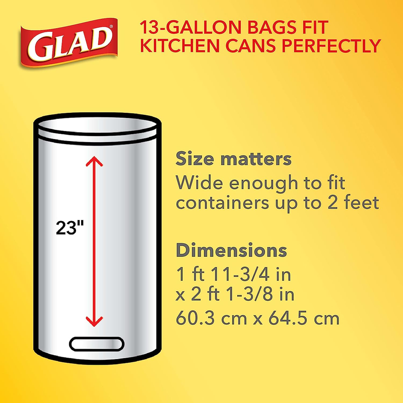 Glad Tall Kitchen Drawstring Trash Bags - Odorshield 13 Gallon White Trash Bag, Febreze Fresh Clean, 110 Count : Health & Household