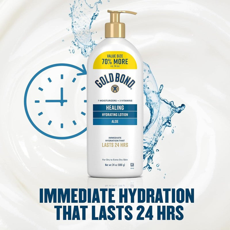 Gold Bond Healing Hydrating Lotion with Aloe Moisturizes, Heals & Smooths Dry Skin, Delivers Immediate 24-Hour Hydration, Value Size, 24 oz. : Beauty & Personal Care