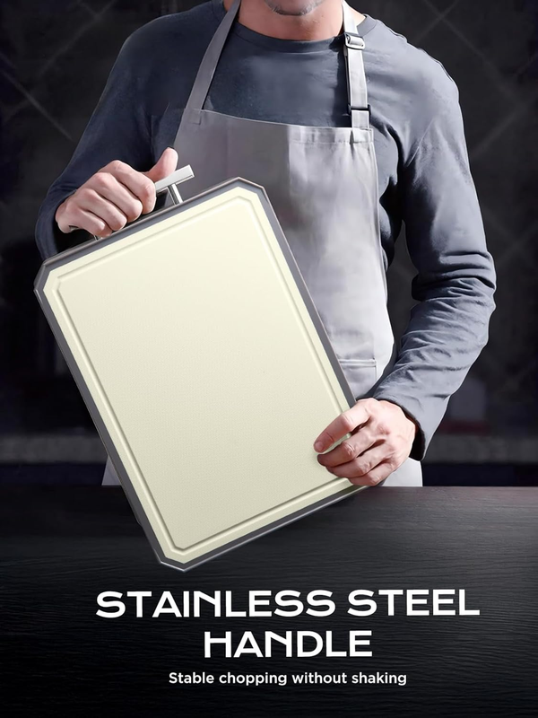 SNOWCLAD Stainless Steel Cutting Board,Double Sided Steel Cutting Boards for kitchen,Stainless Steel/Wheat straw pp Large Cutting Board for meat,Dishwasher Safe,non toxic Chopping Board,16 * 11 Inch: Home & Kitchen