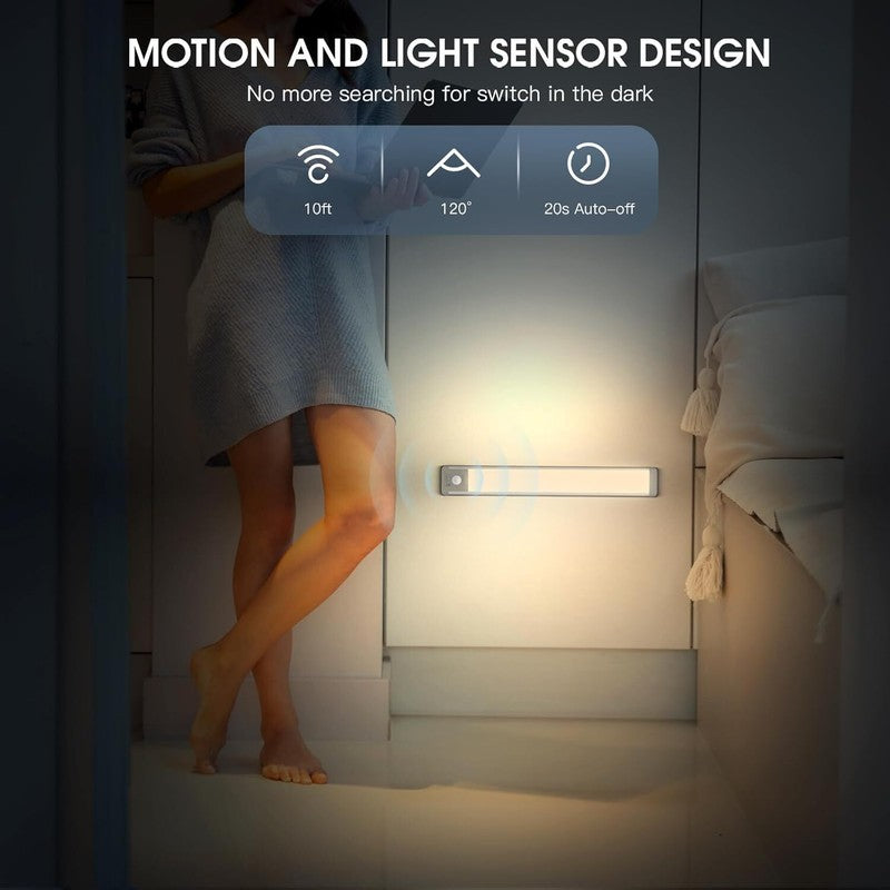 Under Cabinet Lights, 40 LED Rechargeable Battery Operated Motion Sensor Light Indoor, 2 Pack Magnetic Dimmable Closet Lights, Wireless Under Counter Lights for Kitchen, Stairs - Amazon.com