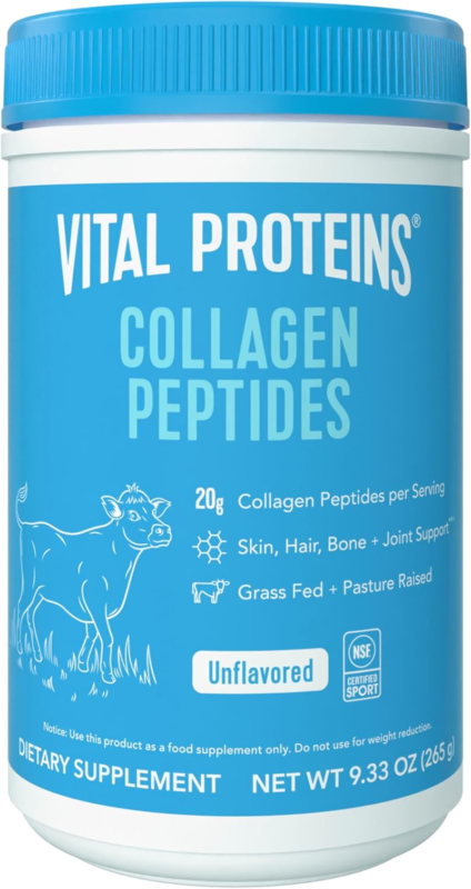 Vital Proteins Collagen Peptides Powder - Grass Fed Collagen Peptides for Hair, Nail, Skin, Bone & Joint Health, Unflavored, 9.33oz : Health & Household