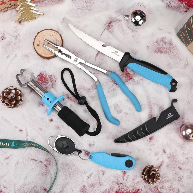 Mossy Oak 4pc Fishing Tool Kit - Pistol Grip Fishing Pliers, Fish Fillet Knife, Fishing Gripper, Line Snip, Fly Fishing Retractor with Retractable Lanyard : Sports & Outdoors
