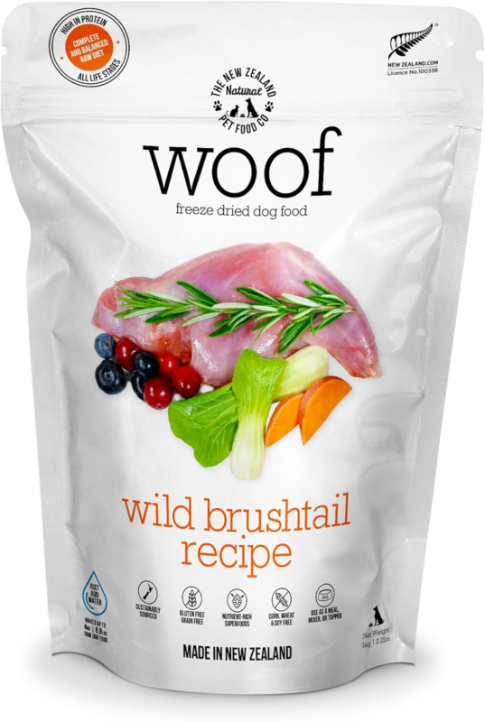 WOOF Freeze-Dried Dog Food Wild Brushtail High Protein Meal & Topper 2.2lb
