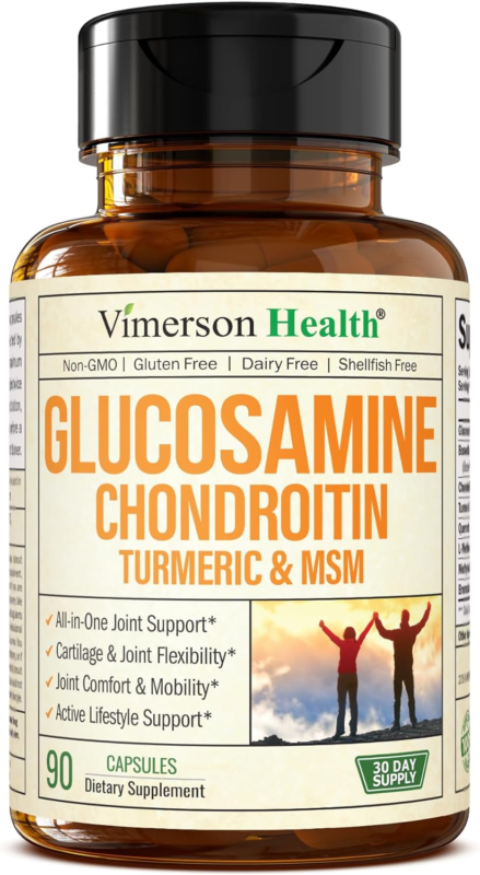 Glucosamine Chondroitin MSM and Turmeric Supplement - Joint Support Supplement for Women & Men with Boswellia & Glucosamine Sulfate 1500 mg. Used for Cartilage & Joint Health & Flexibility 90 Capsules : Health & Household