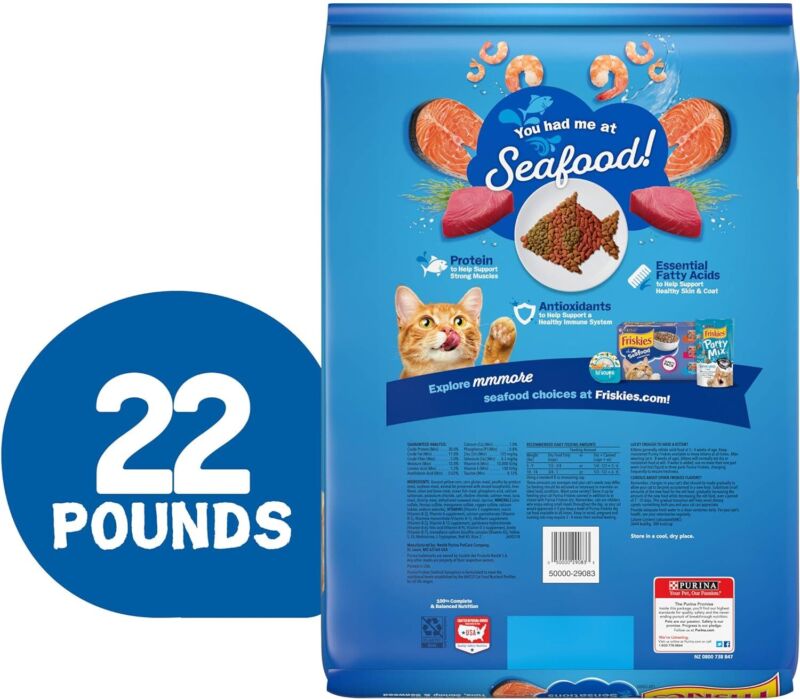Purina Friskies Dry Cat Food, Seafood Sensations - 22 lb. Bag : Pet Supplies