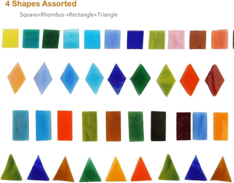 Lanyani 1050 Pieces Mixed Shapes Glass Mosaic Tiles for Crafts, Colorful Stained Glass Pieces for Mosaic Projects : Arts, Crafts & Sewing