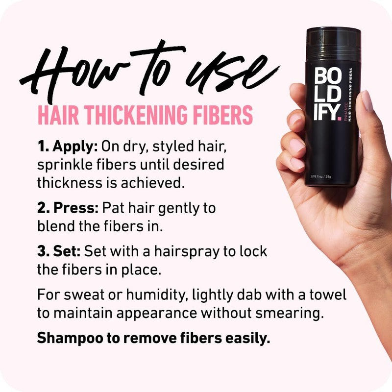 BOLDIFY Hair Fibers (28g) - Fill In Thinning and Fine Hair for an Instantly Fuller, Thicker Look - 14 Shades for Women & Men - Dark Brown : Beauty & Personal Care