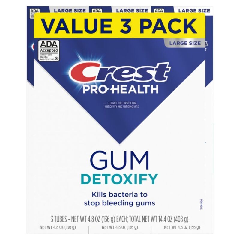 Crest Pro-Health Gum Detoxify Deep Clean Toothpaste, 4.8 oz Pack of 3 - Anticavity, Antibacterial Flouride Toothpaste, Clinically Proven, Gum and Enamel Protection, Plaque Control : Health & Household