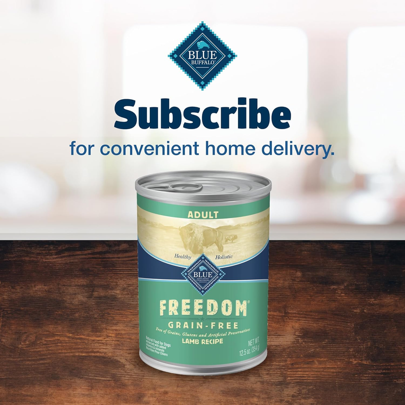 Blue Buffalo Freedom Grain-Free Wet Dog Food, Free of Glutens & Artificial Preservatives, Made with Natural Ingredients, Lamb Recipe, 12.5-oz. Cans (12 Count)