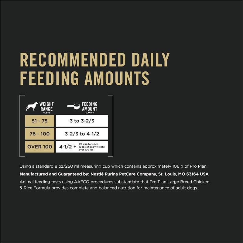 Purina Pro Plan High Protein, Digestive Health Large Breed Dog Food Dry, Chicken and Rice Formula - 18 lb. Bag: Dry Pet Food: Pet Supplies: Amazon.com