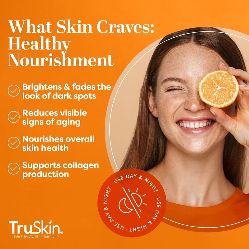 TruSkin Vitamin C Serum For Face – Anti Aging Formula with Vitamin C, Hyaluronic Acid, Vitamin E – Brightening Serum – Improve Appearance of Dark Spots, Tone, Fine Lines & Wrinkles, 1 Fl Oz : Beauty & Personal Care