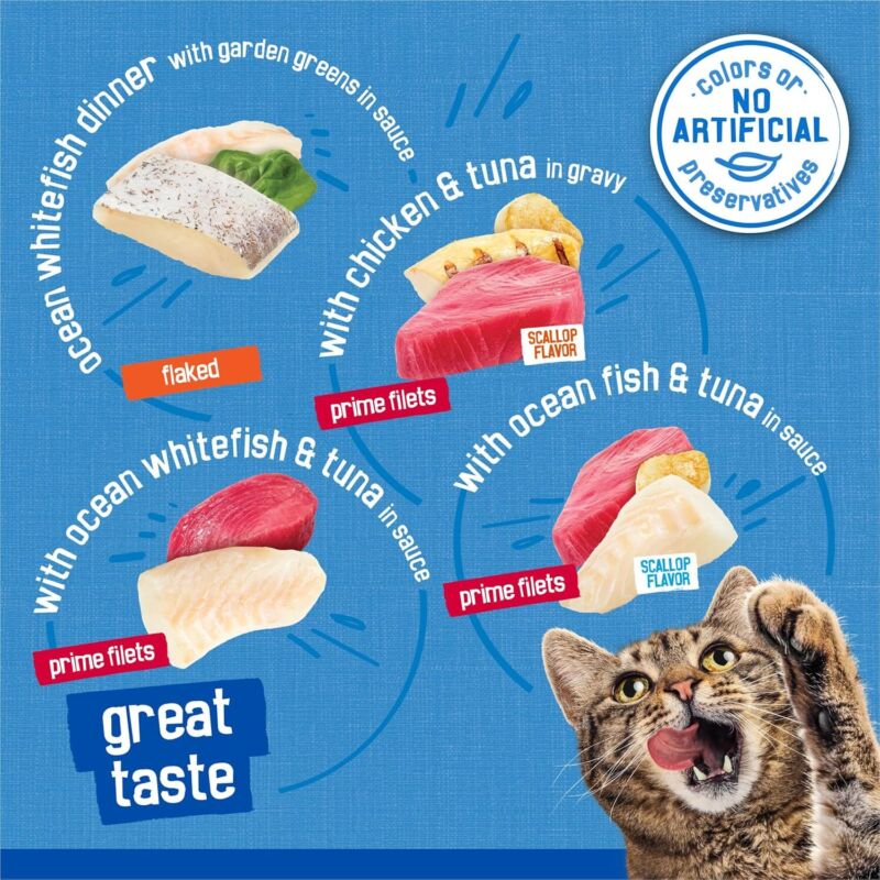 Purina Friskies Wet Cat Food Variety Pack, Oceans of Delight Flaked and Prime Filets - (Pack of 40) 5.5 oz. Cans : Pet Supplies