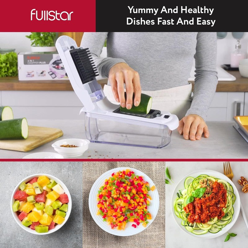Fullstar Vegetable Chopper and Spiralizer - Food Chopper with Container, Fruit Slicer, Kitchen Gadgets & Accessories, Home Essentials (4 in 1, White): Home & Kitchen