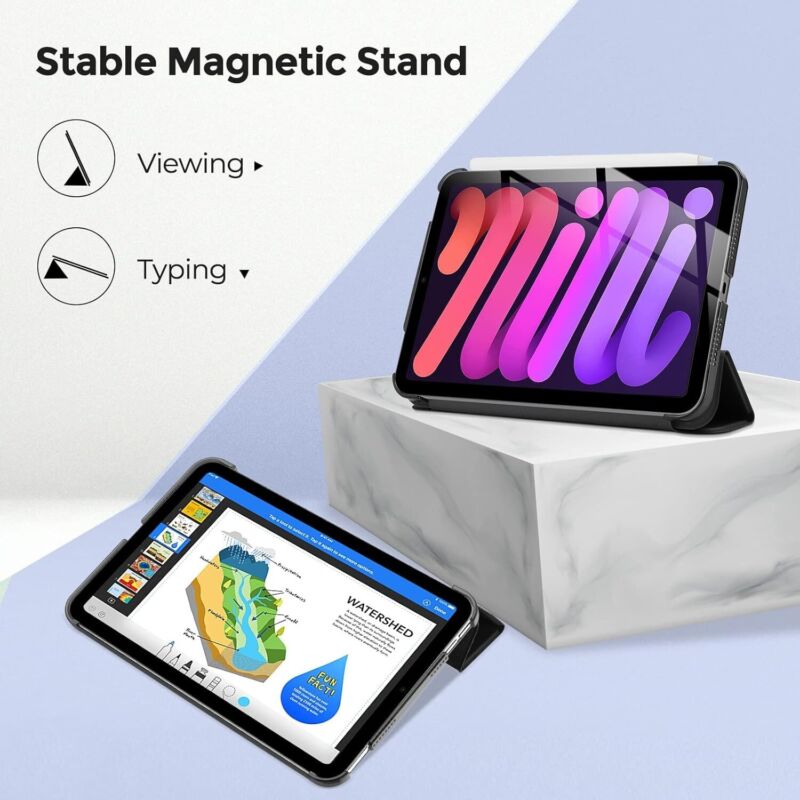 ProCase Smart Case for iPad Mini 7 A17 Pro 2024/iPad Mini 6 2021 8.3 Inch iPad Mini 7th/6th Gen Case, Hard Back Cover for iPad Mini 8.3" 7th Gen A2995/A2996/A2993/6th Gen A2567 A2568 A2569 -Black : Electronics