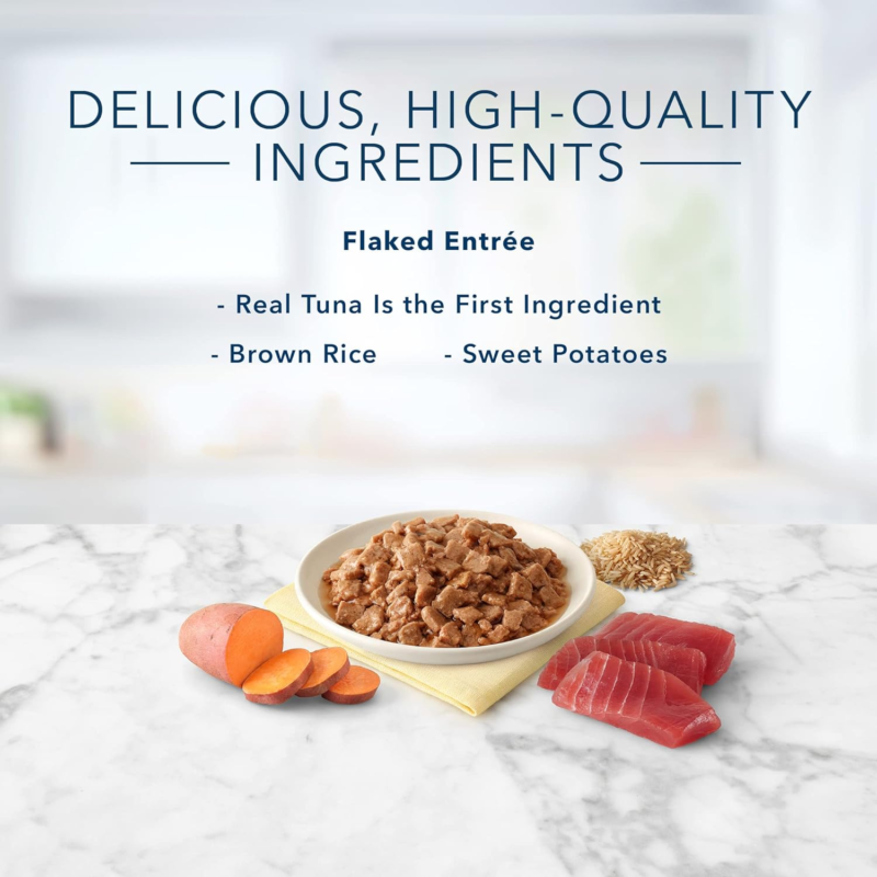 Blue Buffalo Tastefuls Natural Flaked Wet Cat Food Variety Pack, Tuna, Chicken and Fish & Shrimp Entrées in Gravy 5.5-oz Cans (12 Count - 4 of Each)