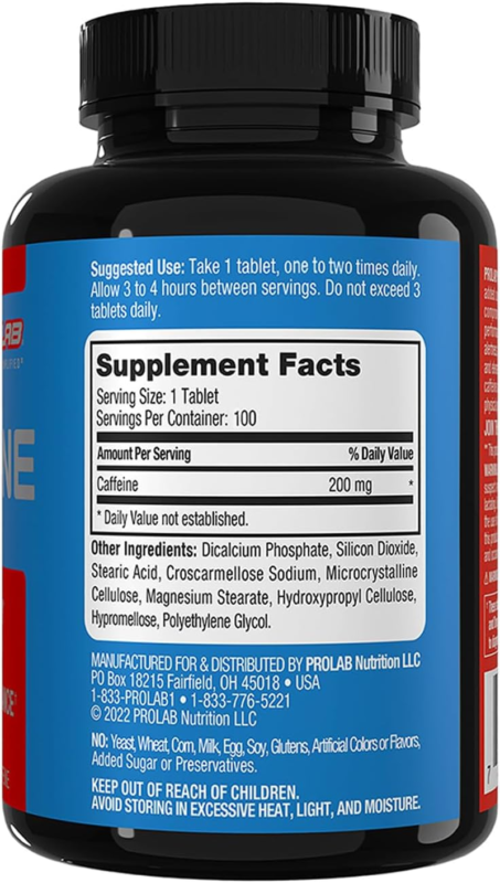 ProLab Caffeine Tablets 100 Count : Health & Household