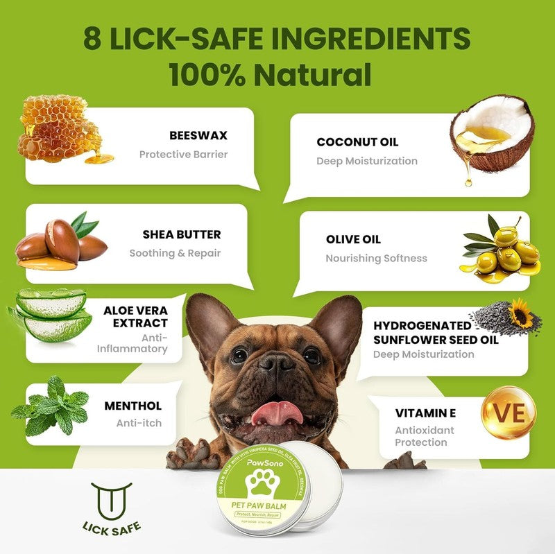 Pawsono Lick-Safe Dog Paw & Nose Balm with Coconut Oil | All-Natural Paw Cream & Wax for Dry, Cracked Pads & Snouts| Paw Moisturizer & Soother, Nose Butter for Bulldogs| Horse Hoof Care (60 g /2.1 oz) : Pet Supplies