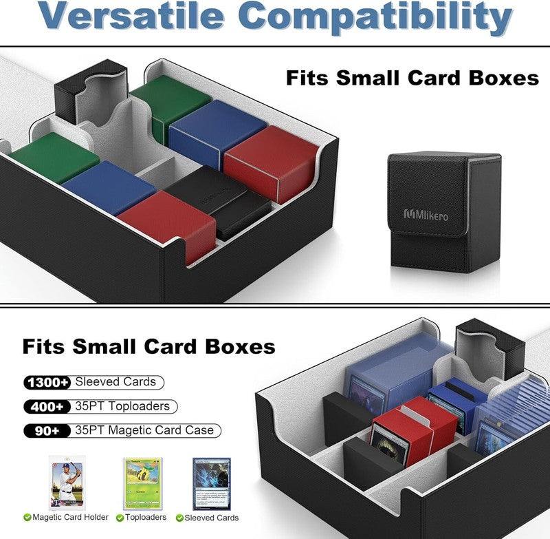 Mlikero Card Deck Case, Trading Card Storage Box for Magnetic Cards Holder and Hard Plastic Cards Protectors, Leather Magnetic Closure Deck Box Fit for MTG, TCG : Toys & Games