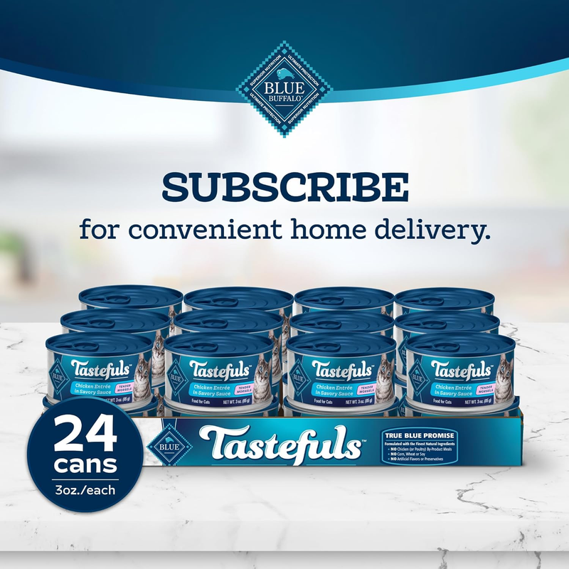 Blue Buffalo Tastefuls Natural Tender Morsels Wet Cat Food, Chicken Entrée 3-oz cans (Pack of 24)