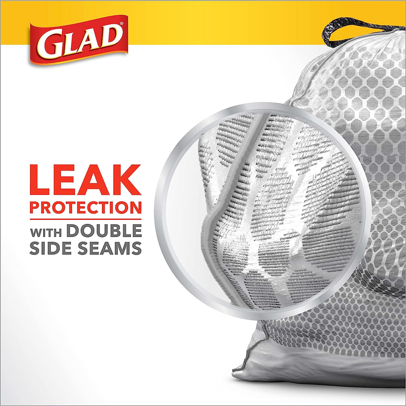 Glad Tall Kitchen Drawstring Trash Bags - Odorshield 13 Gallon White Trash Bag, Febreze Fresh Clean, 110 Count : Health & Household