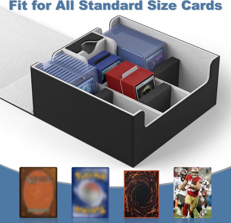 Mlikero Card Deck Case, Trading Card Storage Box for Magnetic Cards Holder and Hard Plastic Cards Protectors, Leather Magnetic Closure Deck Box Fit for MTG, TCG : Toys & Games